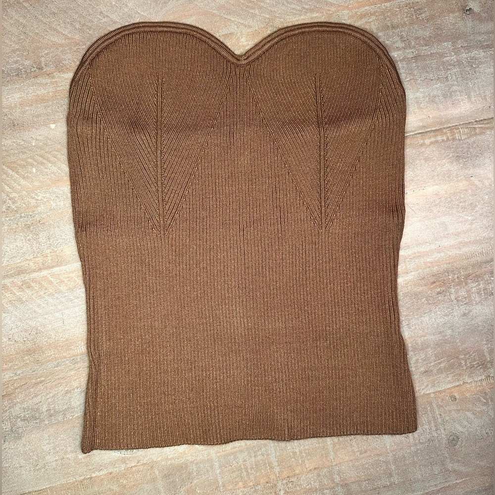 ⭐️Reoria brown sweetheart neckline crop tube top